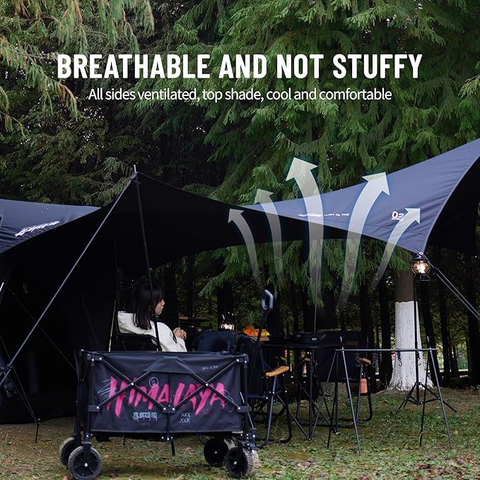 8-Point Cotton Camping Tarp with Iron Poles 210G Water-Repellent Fabric Roughly 15'5×14'9×7'6 UPF 50+ Sun Rain Shelter for Outdoor Travel Picnic