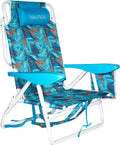 Nautica - Beach Chair Five Position Backpack Chair Portable &amp Adjustable with Padded Pillow and Cup Holders and Attached Insulated Cooler Bag (Fiji Beach)