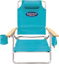 Cabana Beach Folding Beach Chair 5 Position Lightweight Portable Reclining Outdoor Camping Accessories with Headrest Shoulder Strap and Cup Holder Blue