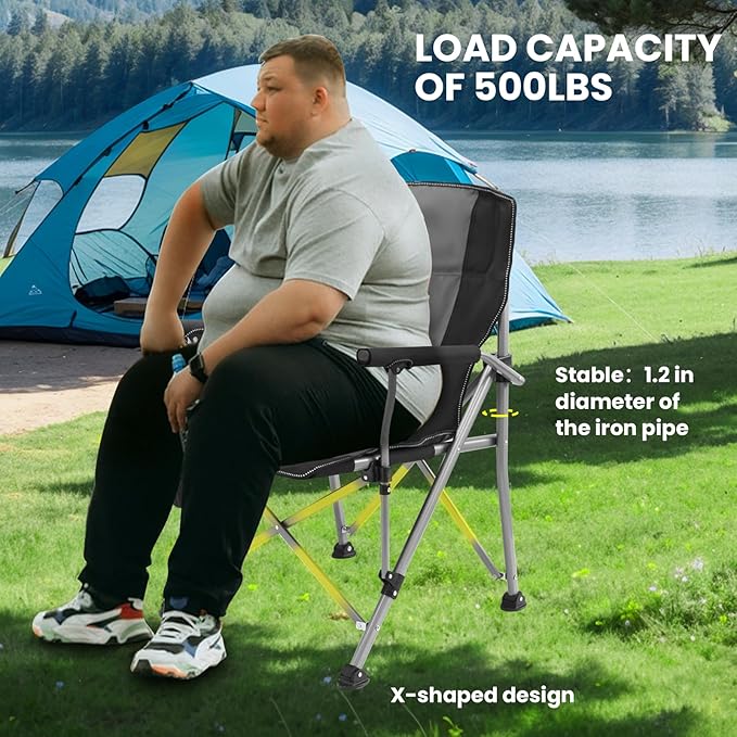 WILDROOTS Heavy Duty Camping Chair Durable Padded Folding Chair