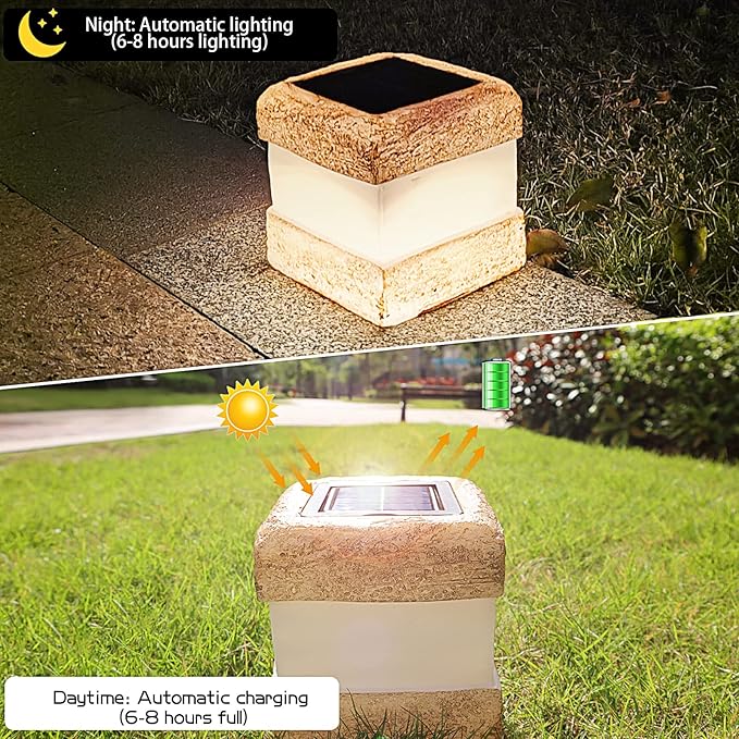 Larekook 2 Pack Solar Rock Light Christmas Decorations OutdoorSolar Lights Outdoor Waterproof Fake Rock Garden Statue with LED Light for Lawn Landscape Pathway Yard DecorGarden Gift for Women(Brown)