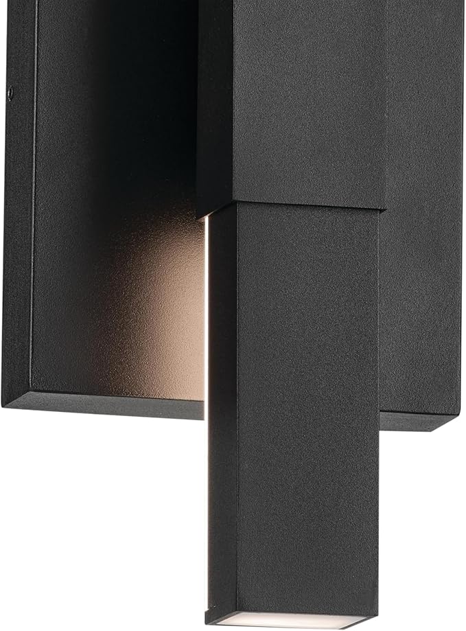 Kichler Nocar LED Textured Black Modern Garage or Patio Outdoor Wall Light for Outdoor Walls Exterior Doors Garage Porch or Patio Walls 16