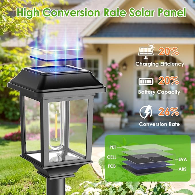 Mancra Solar Outdoor Lights Waterproof 8 Pack Metal Glass Solar Pathway Lights Outdoor Lighting Garden Decor for Landscape Path Yard Patio Driveway (Warm White)