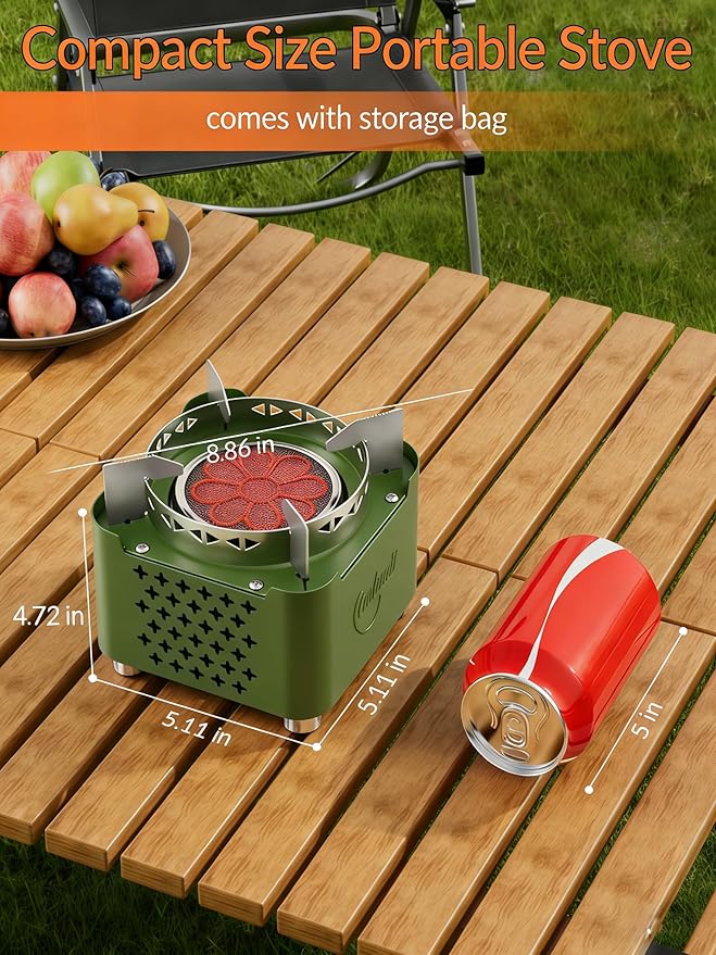 Indwell Infrared Propane Camping Stove - CSA Certified Portable Gas Stove with 23inch Extended Hose &amp Piezo Ignition Windproof Single Burner for Backpacking Hiking Fishing &amp Emergency Prepa