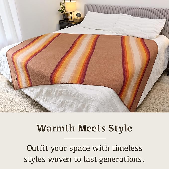 Chubbuck 100% Wool Blanket Camping (60 x 84) - Large Warm Blanket for Camping Emergency Outdoor Concerts and Home Use - Fire Retardant Soft and Warm Blankets for Winter (Bronco)