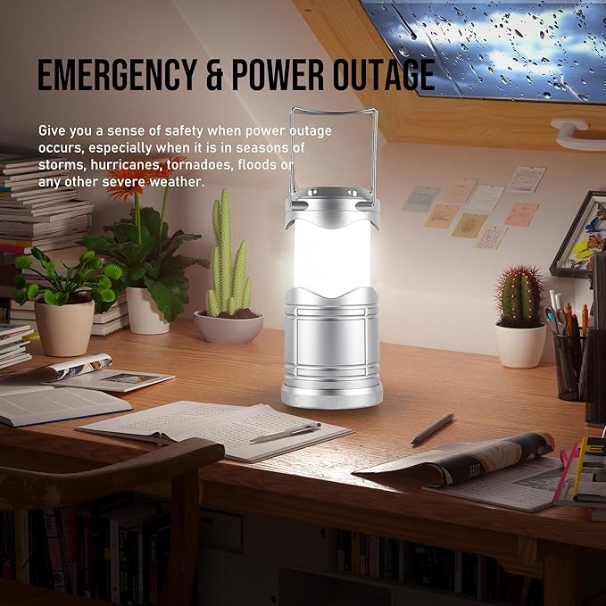Lichamp LED Camping Lantern 4 Pack Battery Powered Flashlight for Power Outages Portable Collapsible Hanging Light Essential for Home Outdoor Emergency Lamp Survival Kit Gear for Hurricane B4SL