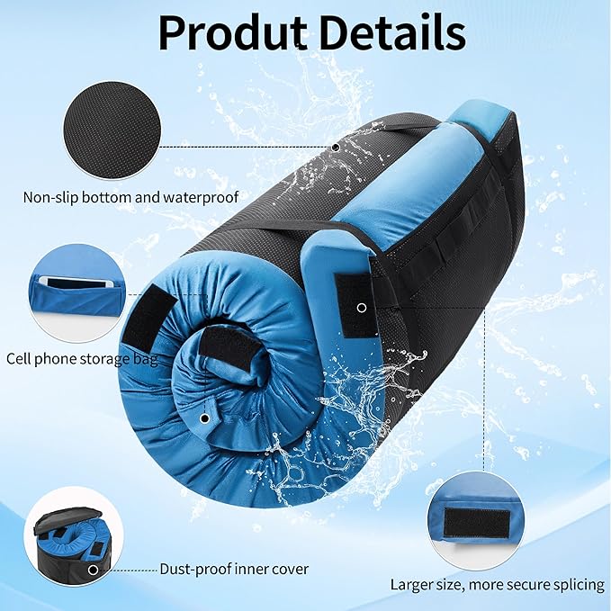 3 Inch Memory Foam Camping Mattress Pad Dual Layer Thick Sleeping Camp Mat for Sleepover Car Tent Portable Roll Up Mattress for Adults with Travel Bag