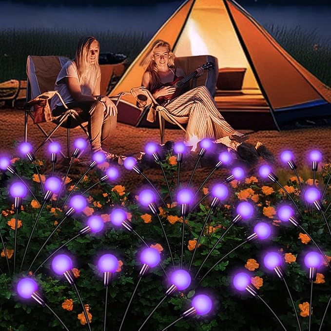Solar Garden Lights Outdoor Waterproof Solar Powered Lights for Yard Pathway Patio Swaying Lawn Decor as Gardening Gifts for Women Holiday (Purple 2 Pack)