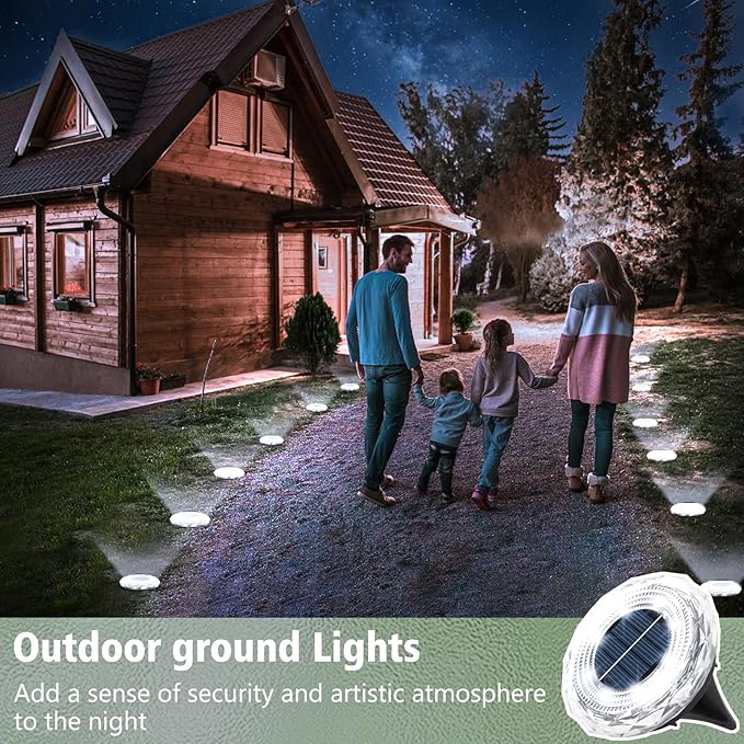 echosari Solar Ground Lights 12 Pack Upgraded Solar Garden Lights Auto ON/Off Landscape Lighting Outdoor In-Ground Lights Waterproof Long Lasting for Pathway Walkway Patio (Cool White)