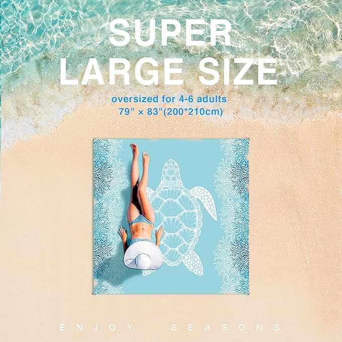Beach Blanket Sandproof Large Beach Mat 79x 83 4-6 Adults Oversized Lightweight Sand Free Beach Mat Waterproof Beach Blanket Portable Outdoor Camping Blankets for Travel Camping Hiking