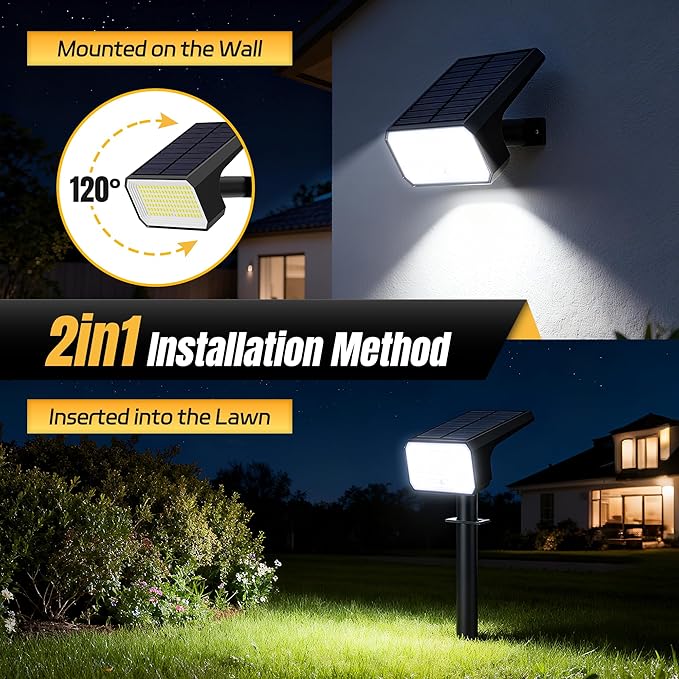 Solar Spot Lights Outdoor [10 pack/118 LED] 4 Modes Auto On/Off Solar Landscape Spotlights Ip67 Waterproof Solor Powered Pathway Lights for Outside Yard Garden Walkway Tree Patio (Cool White)