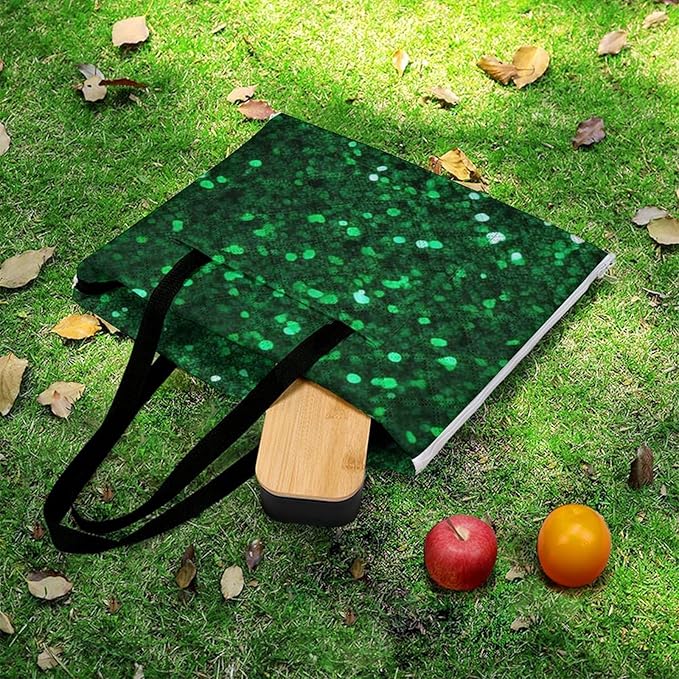 Zipper Green Sequin Sparkle Style Picnic Mat Suitable for Travel Camping Park Or Home Use