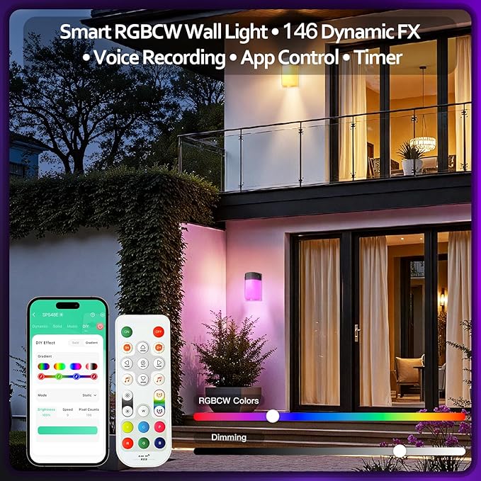 Outdoor Wall Light2Pack 30W RGBCW LED Wall Pack Light with Photocell146 Scene ModesIP65 Waterproof for Outdoor DecorDIY Lighting EffectsCommercial Security Lighting Garage WarehouseETL