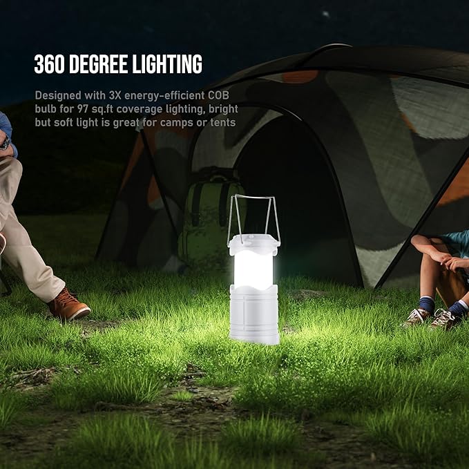 Lichamp LED Camping Lantern 4 Pack Battery Powered Flashlight for Power Outages Portable Collapsible Hanging Light Essential for Home Outdoor Emergency Lamp Survival Kit Gear for Hurricane B4LW