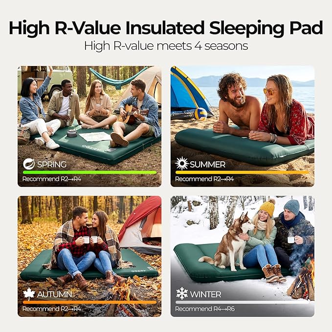 OGERY Self Inflating Sleeping Pad with Electric Pump 3.15 Ultra-Thick Memory Foam Camping Pad 4 Season Camping Mattress Pad with Built-in Pillow Camping Essentials Gear for Tent Travel Car
