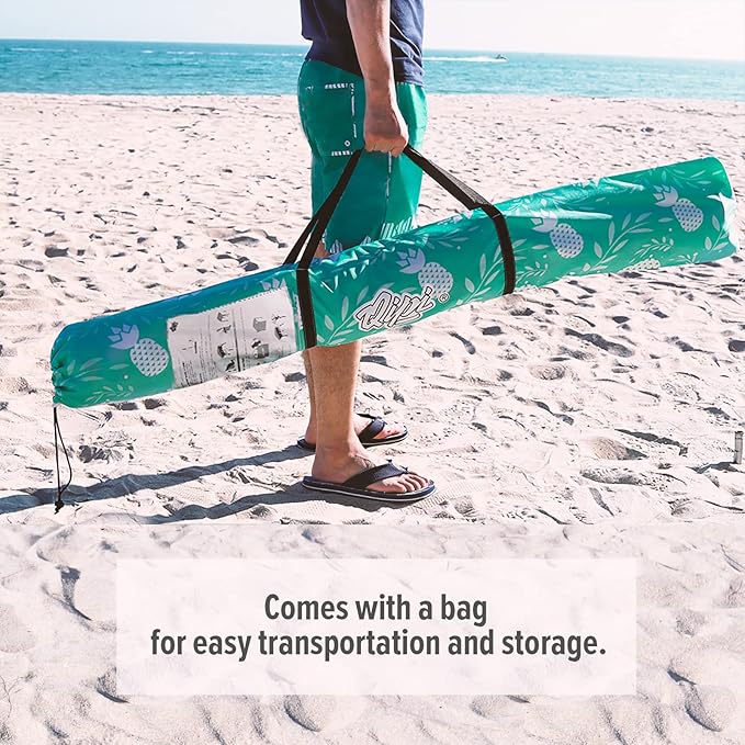 Qipi Beach Cabana - Easy to Set Up Canopy Waterproof Portable 6' x 6' Beach Shelter Included Side Wall Shade with UPF 50+ UV Protection Ultimate Sun Umbrella - for Kids Family &amp Friends
