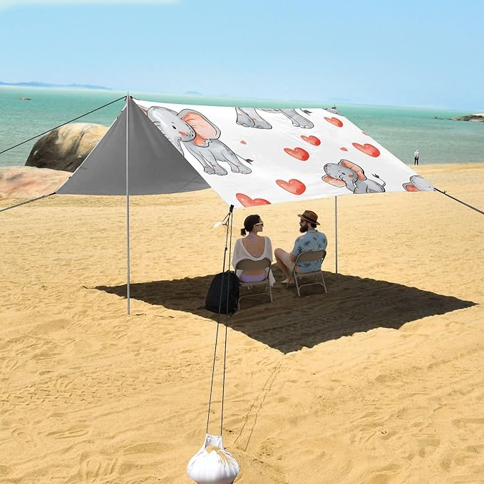 Elephant Camping Sun Shelter Beach Tent Portable Beach Sun Shade Outdoor Canopy for Camping Trips Fishing Picnic