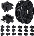 Brightown Commercial 250 FT C9/E17 Christmas Light Sockets Set Spool C9 Outdoor/Indoor String Light Stringer 12 Spacing Black Wire for Wedding Patio Event Party Lighting Decor