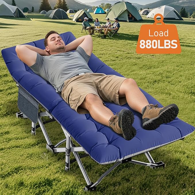 ABORON Heavy-Duty Folding Guest Bed for Adults 500lb Capacity Portable Extra Cot with 1249D Double Layer Ideal for Indoor Guest Stays &amp Temporary Home Use