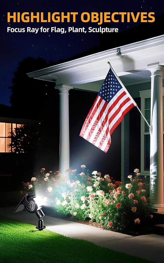 ROSHWEY Solar Spot Lights Outdoor Waterproof Spotlights with 2 Brightness Mode Landscape Lighting Solar Lights for Garden Yard Pathway (Cool White 6 Pack)