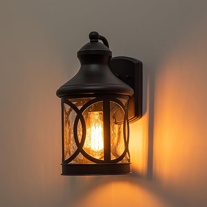 Outdoor Wall Sconce Waterproof Exterior Light Fixture Matte Black Porch Lantern Lights with Clear Glass Shade for Garage Patio Front Door Balcony
