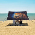 ALAZA Lion Galaxy Beach Tent Sun Shelter UPF50+ Protection Beach Shade Canopy w/ 4 Sandbags for Outdoor Camping Fishing Backyard Fun Picnic 10x9 ft