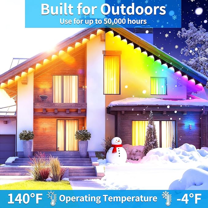 400ft Permanent Outdoor Light RGB Smart Outdoor eave Lights with APP &amp Remote Controltimed Music synchronisation IP67 Waterproof LED eave LightSuitable for PartyHalloweenChristmasRooftopGar