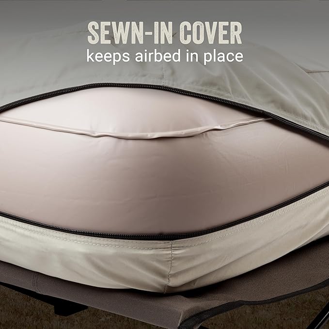 Coleman Queen-Size Airbed Cot Combination Folding Air Mattress with Steel Frame &amp Side Table Battery Pump Included Great for Camping Lounging Elevated Sleeping Guests &amp More