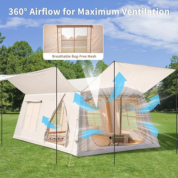 ABORON 2/6/8/10/12 Person Inflatable Camping Tent Easy Setup Blow Up Tent with Hand Pump PU3000mm Waterproof &amp Breathable 4 Season Glamping Tent for Outdoor Camping