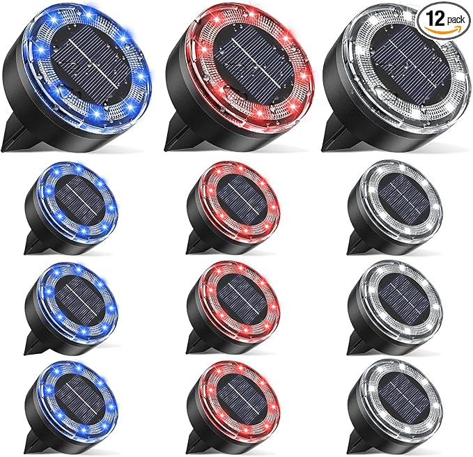 Mini Solar Ground Lights 12 Pack Solar Lights Outdoor Waterproof Upgraded LED Flat Landscape Lighting for Outside Pathway Garden Patio Yard DrivewayMulti-Colored