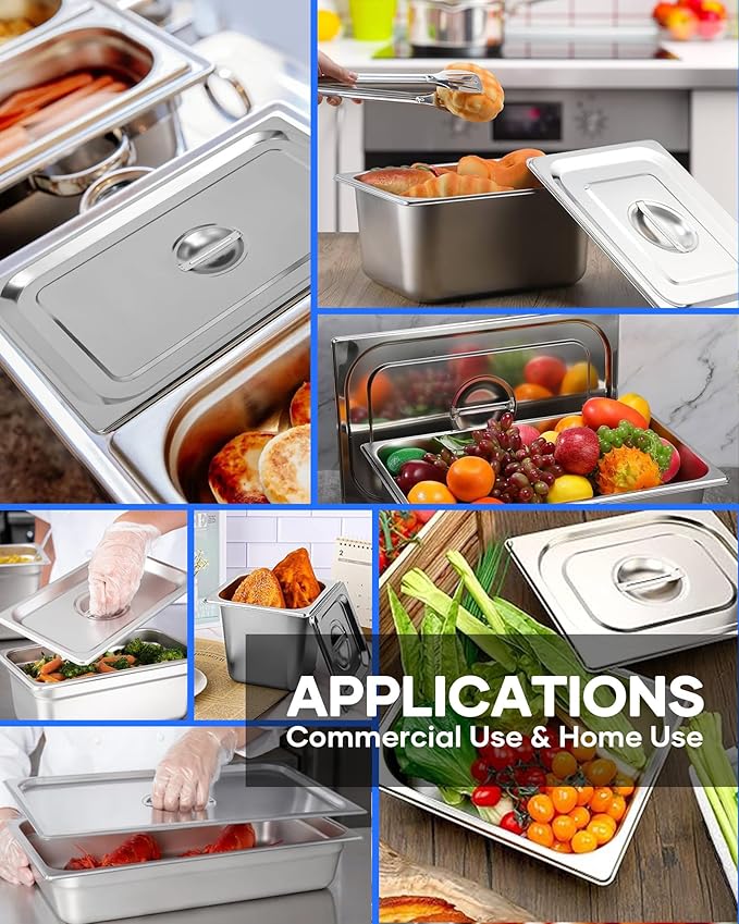 WantJoin Steam Table Hotel Pan Lids Cover 6 Pack for Stainless Steel Metal Tray Sets Food Storage Container Restaurant Chafing Dishes Commercial Buffet Warmer Catering Supplies