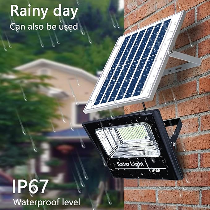 UT Solar Outdoor Security Light - 87 LEDs Equiv. 40W LED Flood Light IP66 Waterproof with Remote Control Auto Dusk to Dawn Sensor for Yard Porch Balcony