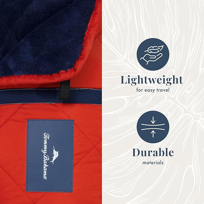 Tommy Bahama Outdoor Waterproof Picnic Blanket with Patriotic USA Design - Lightweight Portable with Carry Strap - Perfect for The Beach Park Camping Concerts and More 50 x 70