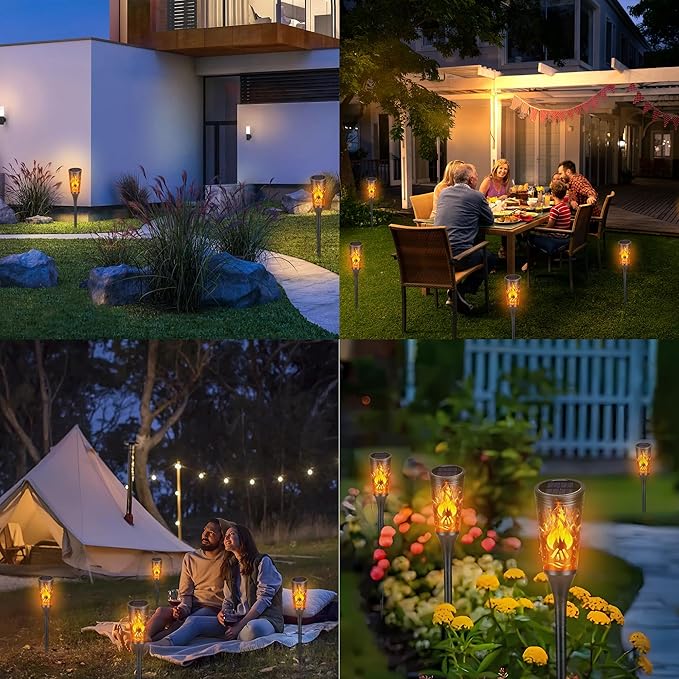 Toodour Solar Lights Outdoor 6 Pack Solar Torch Lights with Flickering Flame IP65 Waterproof Yard Lights Landscape Decoration Lighting for Outside Garden Lawn Pathway Patio Decorations