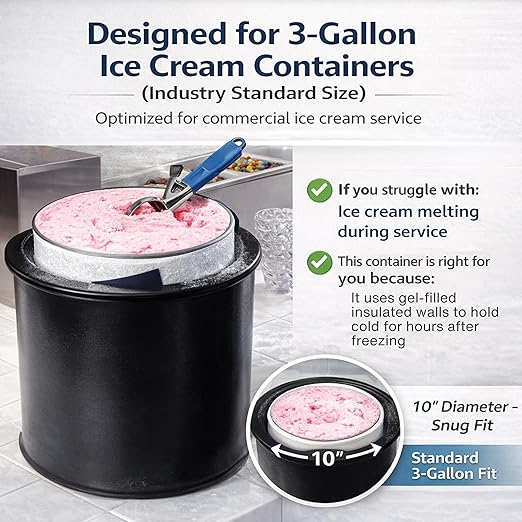 Carlisle FoodService Products Coldmaster Ice Cream Server Insulated Crock with Lid for Kitchens and Restaurants Plastic 3 Gallons White
