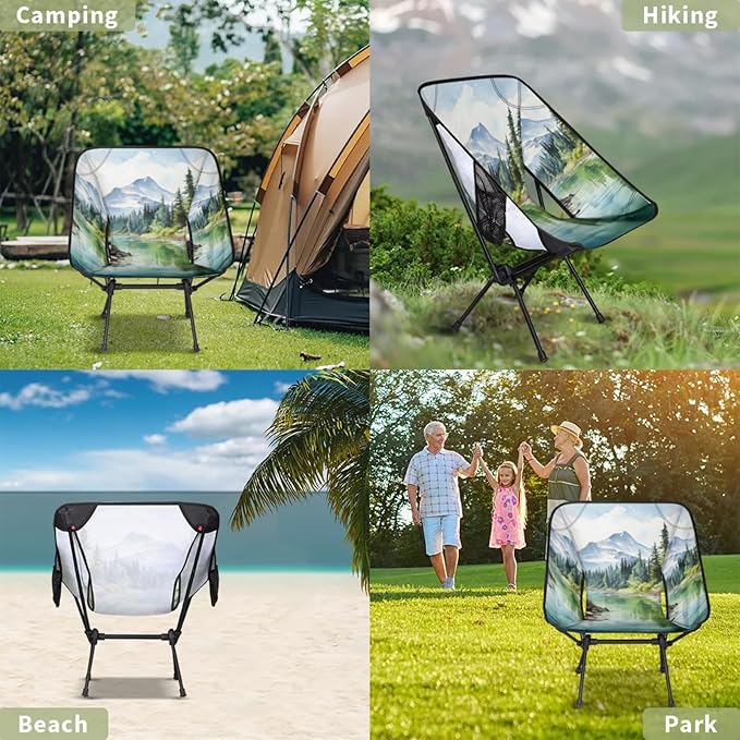 Honeybaby Folding Camping Chair Mountain River Camping Chairs Lightweight Portable Chair Outdoor Foldable Chairs for Camping Travel Picnic Beach Hiking