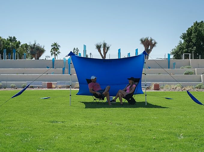 Beach Canopy Tent Sun Shade 9x8.5 FT – UPF50+ Portable Beach Tent Canopy with 2-Post Easy Setup Lightweight Carry Bag – Camping Picnic Backyard &amp Travel Sun Shelter