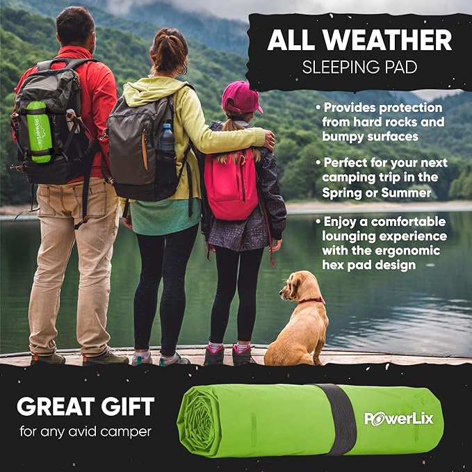 POWERLIX Ultralight Inflatable Camping Sleeping Pad - Camping Mattress Sleeping Mat for Backpacking Hiking Compact Lightweight Sleeping Pad for Camping Inflation Bag/Repair Kit Included