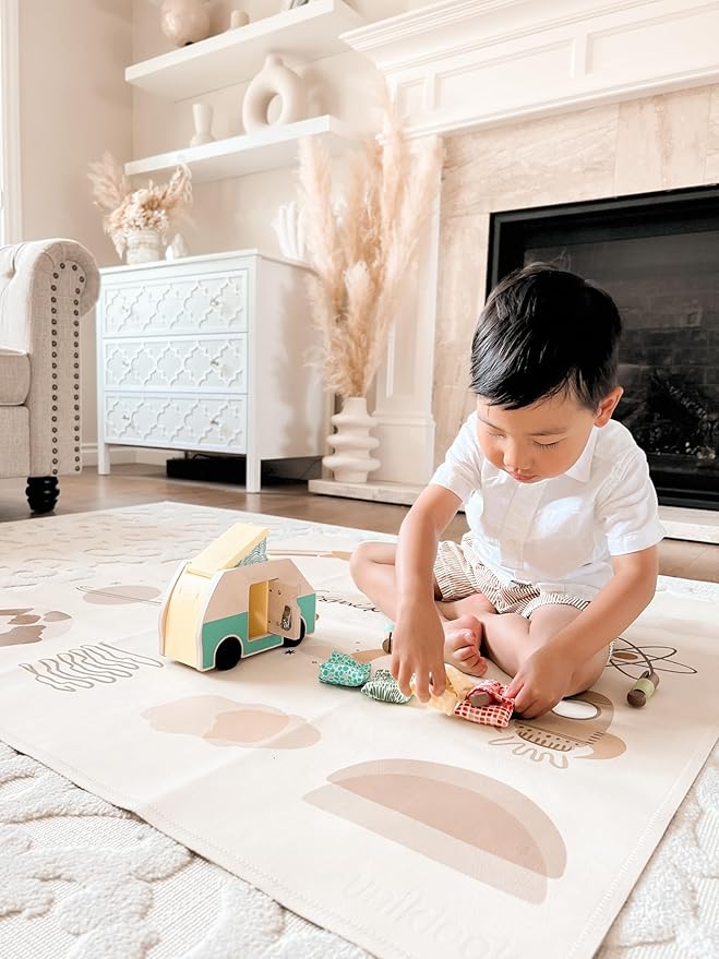 Uniklook Vegan Leather Reversible Multipurpose Paly mat Kids Infant Picnic Blanket - Waterproof Baby Splat mat for High Chair Sand Proof Beach Blanket Indoor Outdoor (Cosmic Terra)