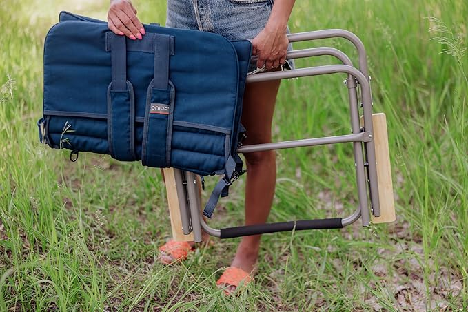 Picnic TIME Descanso Padded Beach Chair Low Camping Chair with Removable Washable Cover Backpack Beach Chair