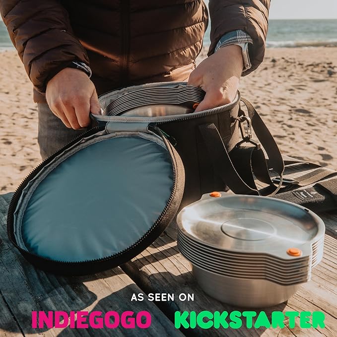 FULL WiNDSOR - MAGWARE - Magnetic Bowls and Plates Set - Stainless Steel Travel Dinnerware for Camping Overlanding Backpacking Picnic RV Outdoor Dining Portable Tableware Mess Kit