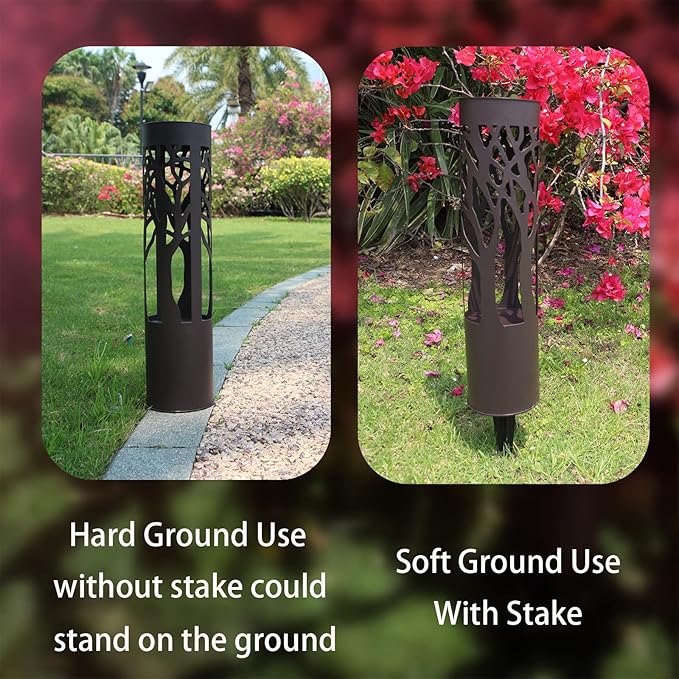 4Pack Solar Pathway Lights Outdoor Landscape Lighting Dust to Dawn Solar Lights for Garden Decor Metal Path Lights Solar Powered for Yard Lawn Patio Walkway Warm Yellow