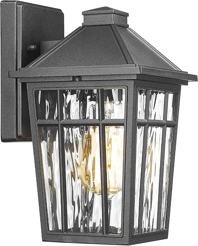 Darkaway Outdoor Wall Lights for House Exterior Lighting Fixtures Wall Mount Porch Lights Waterproof Outdoor Sconce Lights with Water Ripple Glass for Patio Hallway Garage