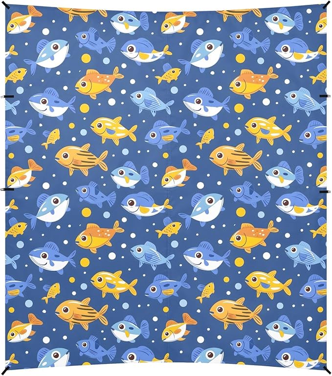 Camping Sun Shelters Funny Fishes and Bubbles Beach Canopy 126 * 110.2in