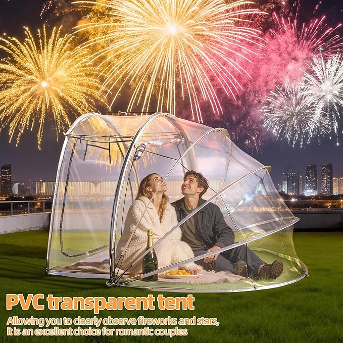4-Person Clear Tent Pop Up Bubble Tent - All Weather Sports Tents - Instant Outdoor Bubble Tents - Rainproof Camping Sun Shelter Portable Clear Screen House 235x200x150cm
