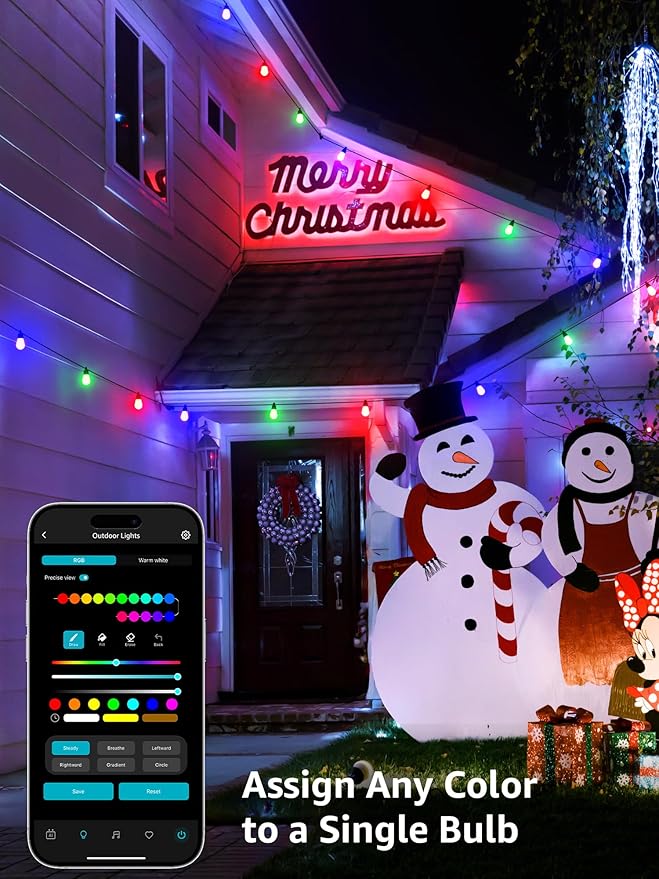 Lepro ZB1 AI Smart Outdoor String Lights APP Control 100(88+12) ft RGB+IC+Warm White Outdoor Light 30 LED Bulbs NOT Extendable Alexa Google Enabled Music Sync NO Remote 2.4 GHz WiFi+Bluetooth