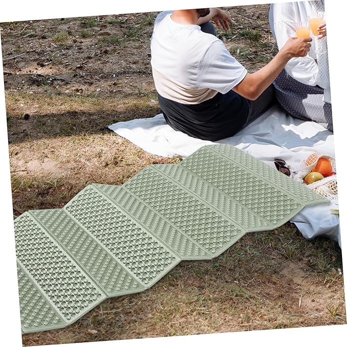 Totority Foldable Outdoor Camping Cushion Thick Picnic Mat Multi-use Sitting Pad Green Aluminum Foil Mat for Hiking and Travel