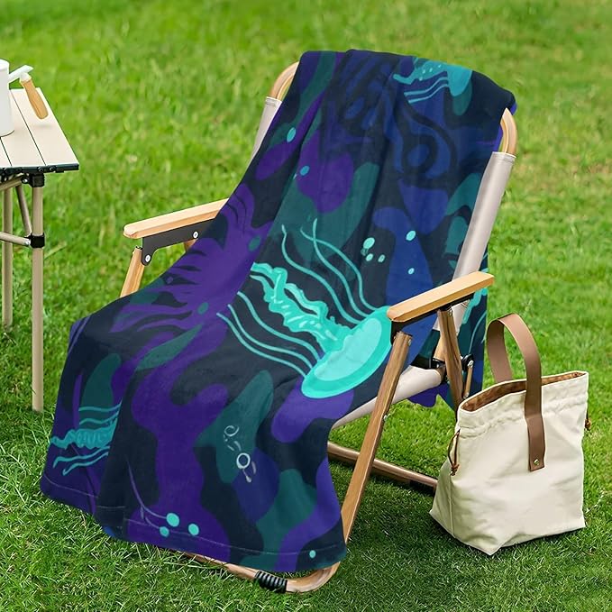 Throw Over Blanket Undersea Camouflage Black Blue Jellyfish Sofa Throws 50 x 70 Inch