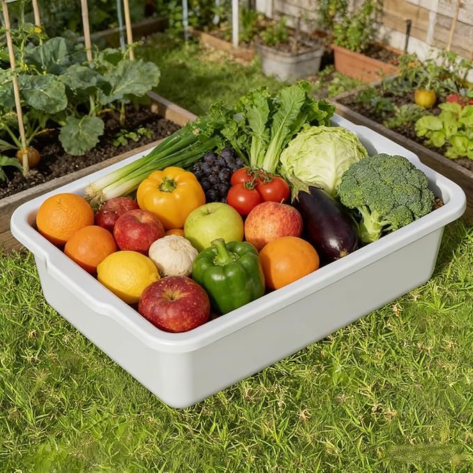 Commercial Bus Tub/Bus Box 35 L Large Tote Box 4 Packs Grey Plastic Storage Wash Basin Tub