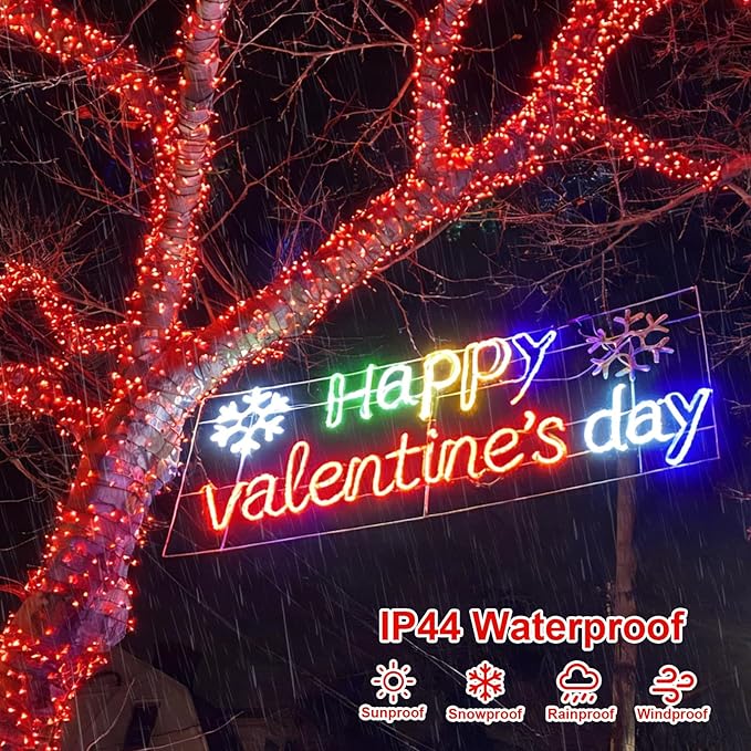 QITONG 500LED Red String Lights 165ft Christmas Lights Outdoor Waterproof with Plug in Green Wire Twinkle Fairy Lights Indoor with 8 Modes